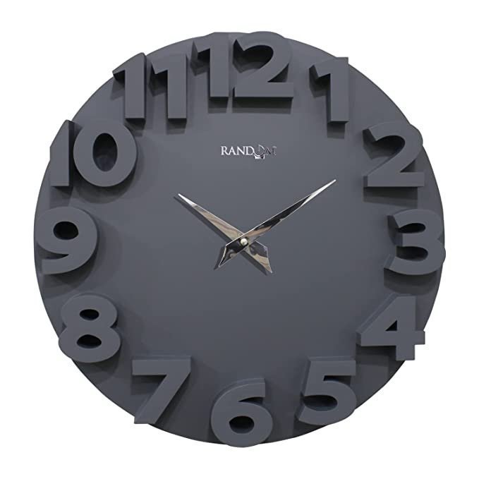 Random Wall Clock for Living Room, Bedroom, Home, Office, Kitchen| Wall Clocks for Home | Big Size Wall Clock with Glass|Designer Wall Clock for Home Decor |Quartz Movement|14- inch|RC-63338 |Grey