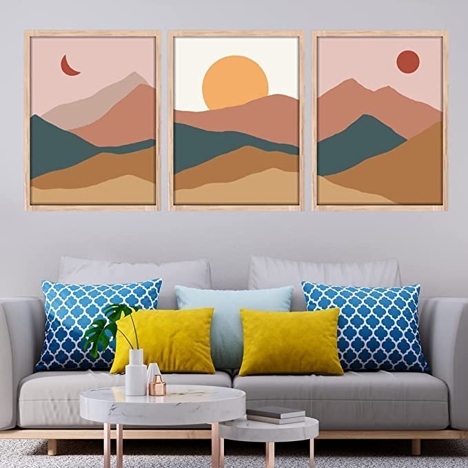 NoWorries Set of 3 Wall paintings for home decoration – Paintings for living room bedroom, Theme – illustration (Wall Decor) (14 x 11 inches)