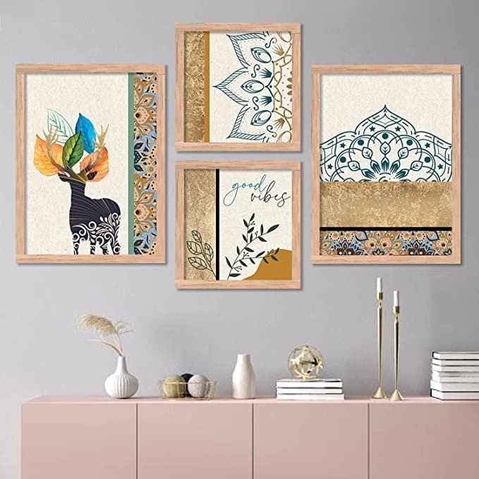 KOTART Paintings Set of 4 Framed Paintings for Wall Decoration, Bedroom – Framed Wall Posters/Paintings for Living Room with Frame – Big Size Wall Paintings/Hangings – Framed Wall Décor