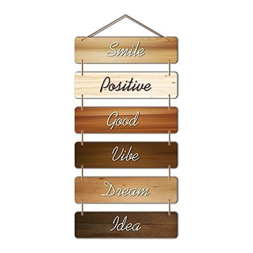 Artvibes Designer Wooden Wall Hanger , MDF Wood, Decorative, for Home Decor, Office (WH_3204N, Multicolour, Motivational) – Set of 6