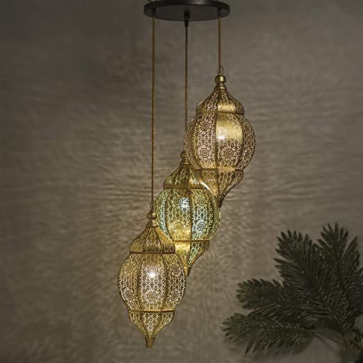 Homesake Home Decor Hanging Light, Pendant Ceiling Lights for Home Decoration, Home Decor Items for Living Room, Wall Lights, Antique Home Decor, Jhumar Lighting for Home, Diwali Decoration Items For Home Decor – (Golden)
