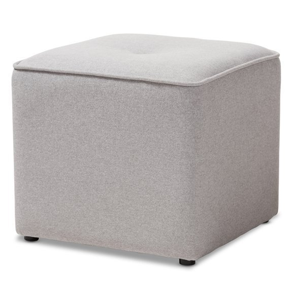 Studio Corinne Modern and Contemporary Light Grey Fabric Upholstered Ottoman