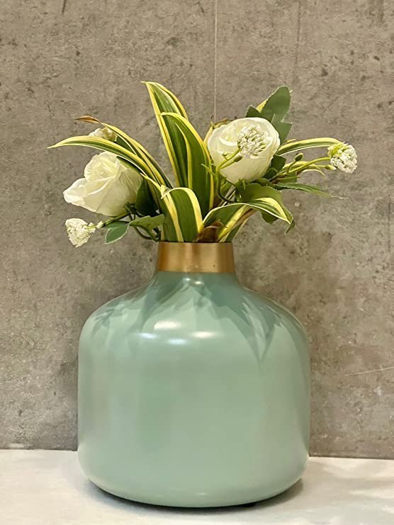 Urban Born Metal Flower vase for Home Decor and Living Room Vintage Decor Antique Decor for Home décor (18x18x18 cm)