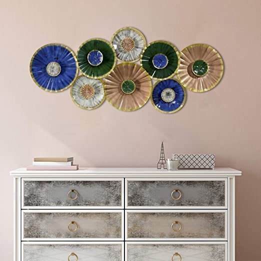 Craftter Metal ‘Small Circle and Large Circle’ Wall Art Sculpture Hanging (Multicolour, 47 X 21 X 2 inch)
