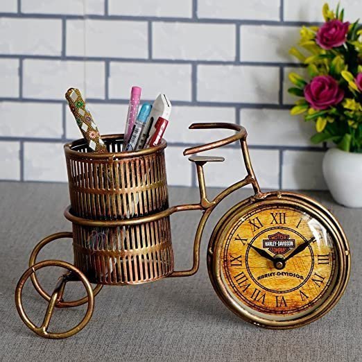 Discount ARA™ Antique Pen Holder with clock ,Pen Stand Showpiece Home decor Items ,Gifts Items