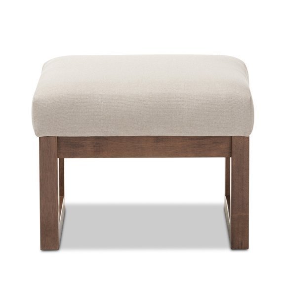 Baxton Studio Yashiya Mid-century Retro Modern Light Beige Fabric Upholstered Ottoman Stool