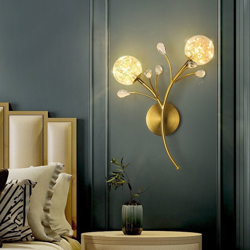 FAIRY STRING DUAL GLASS BALL WALL LIGHT METAL – GOLD WARM WHITE