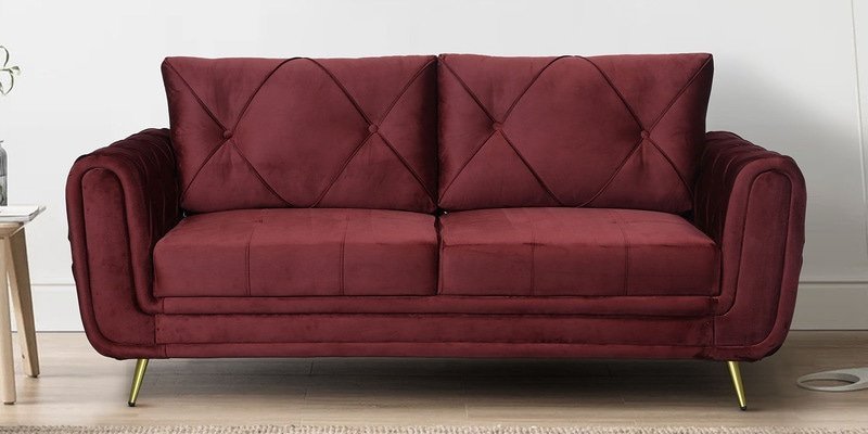 Atlantis 3 Seater Velvet Sofa in Wine Red Colour