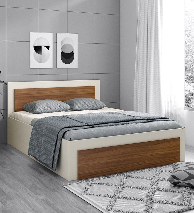 Dimora King Size Bed with Hydraulic Storage in Frosty White Colour