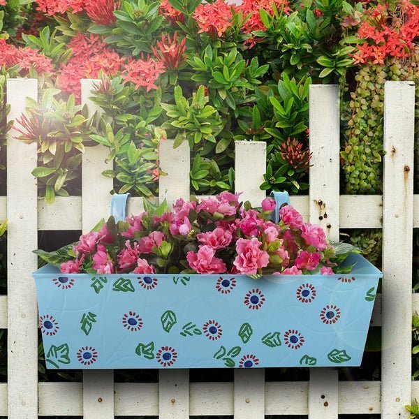 Hand Painted Metal Rectangular Balcony Planter