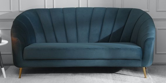 Kaylee 3 Seater Velvet Sofa In Teal Blue Colour