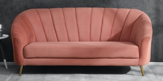 Kaylee 3 Seater Velvet Sofa In Blush Pink Colour