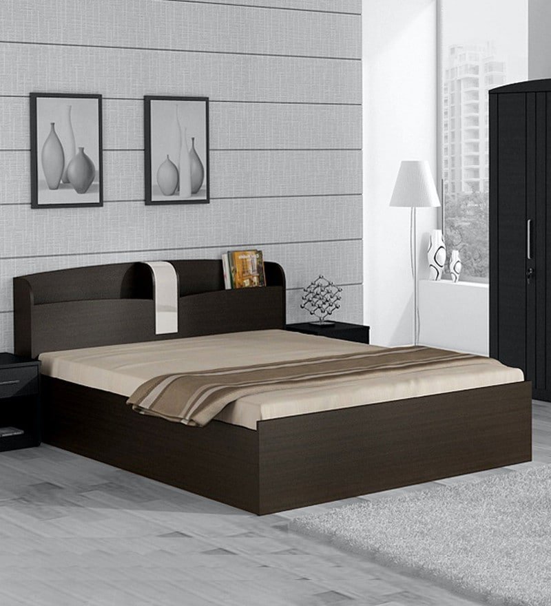 Kosmo Imperial Queen Size Bed with Drawer Storage in Natural Wenge Finish