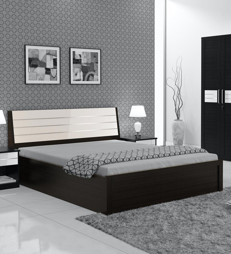 Kosmo Viva Queen Size Bed with Hydraulic Storage Natural Wenge finish