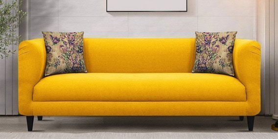 Niki 3 Seater Sofa In Bold Yellow Colour