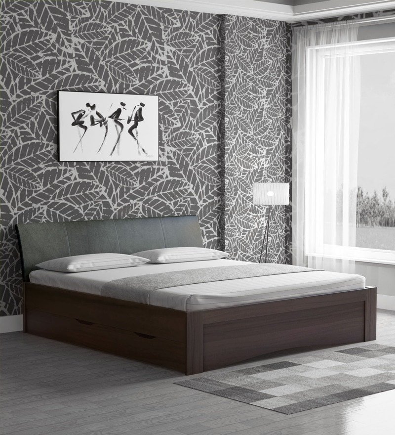 Shinju King Size Upholstered Bed Drawer Storage In Wenge Finish