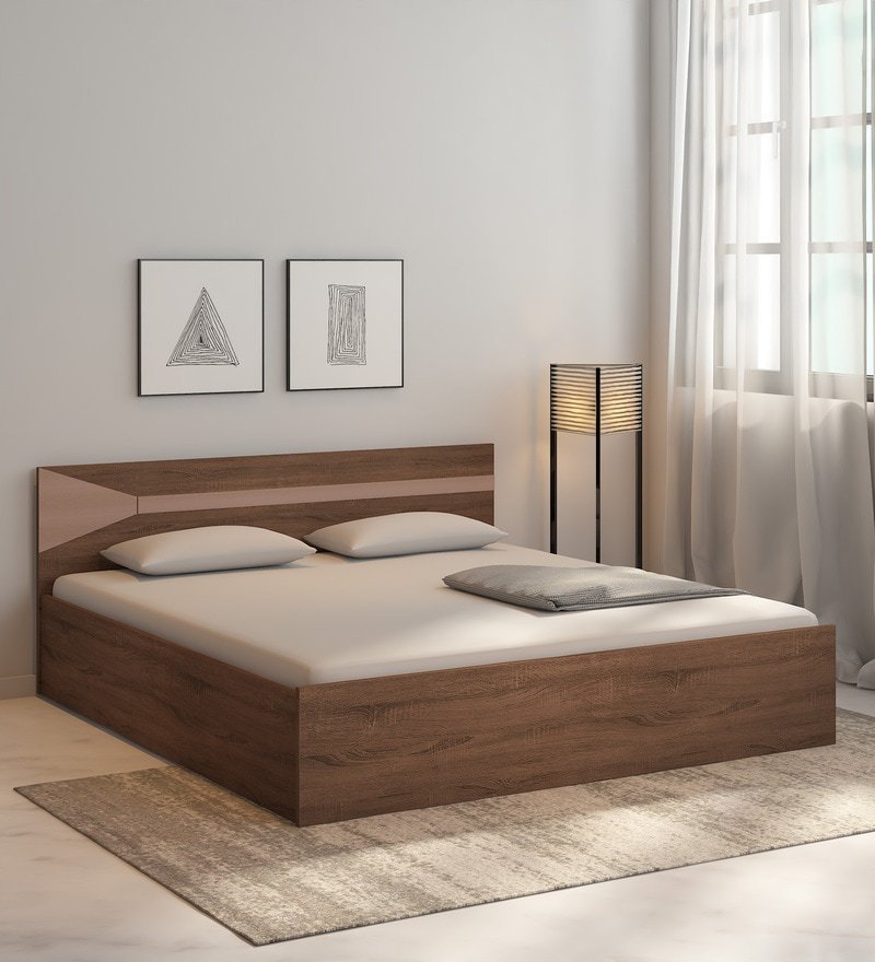 Tenchi King Size Bed In Walnut Finish