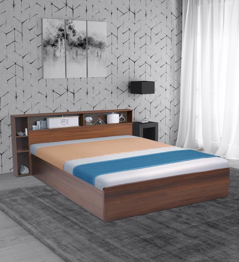 Torrie King Size Bed with Storage in Classic Walnut Finish